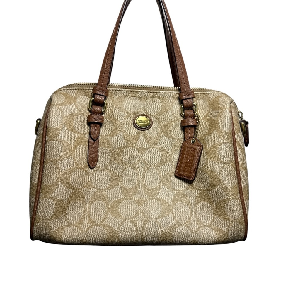 Coach Tan and Brown Signature Satchel